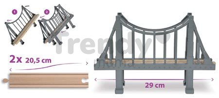 Náhradné diely k vláčikodráhe Train Suspension Bridge Tracks Eichhorn most s koľajnicami 3 diely 70 cm dĺžka