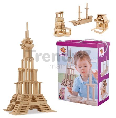 Drevené kocky stavebné Wooden Construction Kit Eichhorn prírodné drevo 200 dielov od 2 rokov