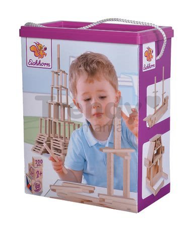 Drevené kocky stavebné Wooden Construction Kit Eichhorn prírodné drevo 200 dielov od 2 rokov