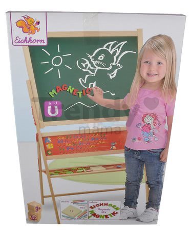 Drevená magnetická tabuľa Magnetic Board XL Eichhorn skladacia so 48 magnetkami a 10 kriedami so špongiou 110 cm vysoká