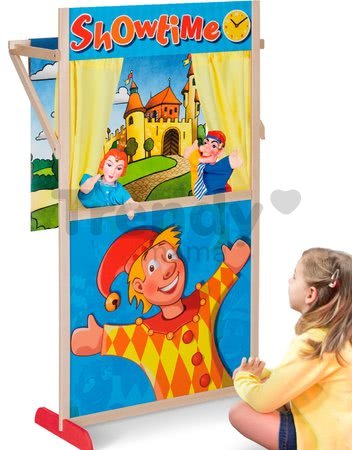 Drevené bábkové divadlo Puppet Theatre Eichhorn s rozprávkovou scénou a oponou 110 cm výška