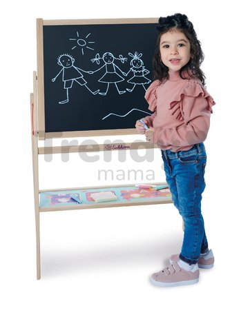 Drevená magnetická tabuľa Standing Blackboard Eichhorn skladacia s 12 doplnkami