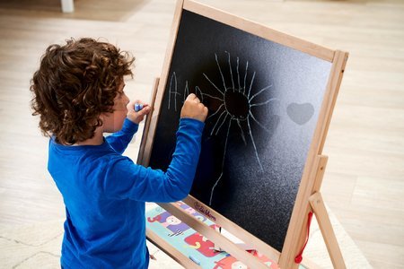 Drevená magnetická tabuľa Standing Blackboard Eichhorn skladacia s 12 doplnkami