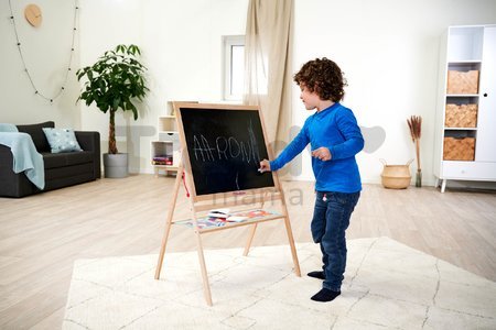 Drevená magnetická tabuľa Standing Blackboard Eichhorn skladacia s 12 doplnkami