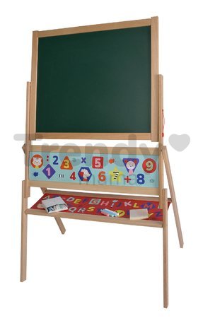 Drevená magnetická tabuľa Magnetic Board Eichhorn skladacia so 48 magnetkami a 10 kriedami so špongiou 110 cm vysoká