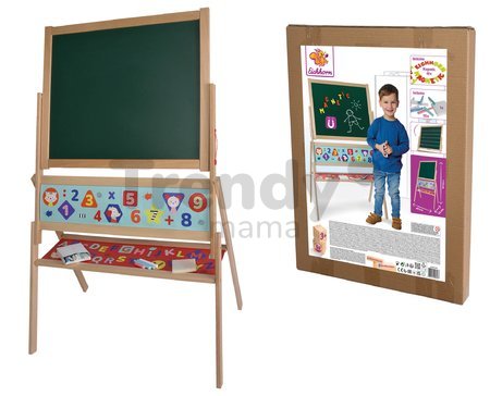 Drevená magnetická tabuľa Magnetic Board Eichhorn skladacia so 48 magnetkami a 10 kriedami so špongiou 110 cm vysoká