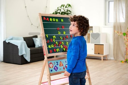 Drevená magnetická tabuľa Magnetic Board Eichhorn skladacia so 48 magnetkami a 10 kriedami so špongiou 110 cm vysoká