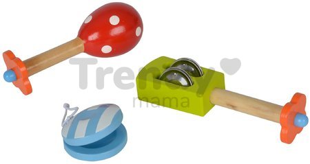 Drevené hudobné nástroje Music Set with Maracas Eichhorn kastanet hrkálka maracas od 12 mes