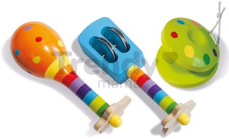 Drevené hudobné nástroje Music Set with Maracas Eichhorn kastanet hrkálka maracas od 12 mes