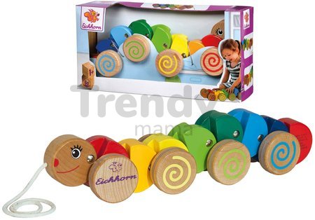 Drevená húsenica na ťahanie Pull along Animal Caterpillar Eichhorn od 12 mes