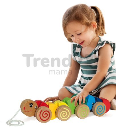 Drevená húsenica na ťahanie Pull along Animal Caterpillar Eichhorn od 12 mes