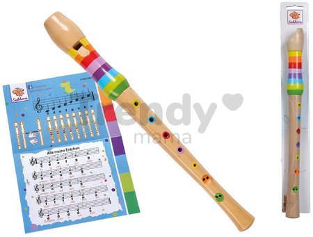 Drevená flauta Music Wooden Flute Eichhorn zošit s 3 piesňami od 4 rokov