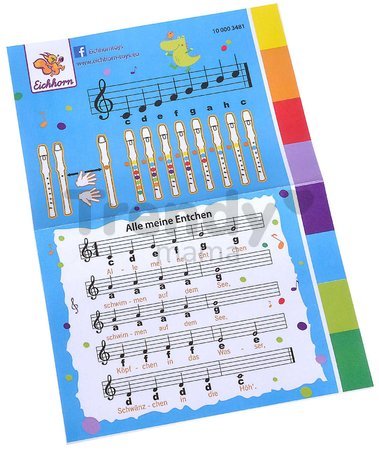Drevená flauta Music Wooden Flute Eichhorn zošit s 3 piesňami od 4 rokov