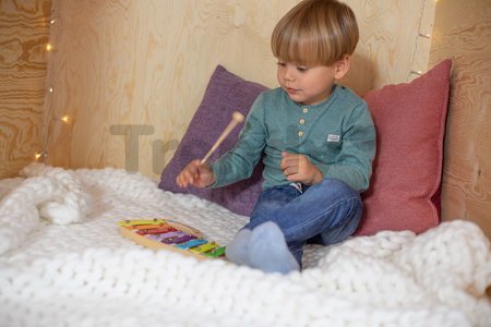 Drevený xylofón Music Xylophone Eichhorn farebný 8 tónov s kladivkom od 24 mes