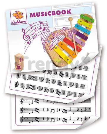 Drevený xylofón Music Xylophone Eichhorn farebný 8 tónov s kladivkom od 24 mes