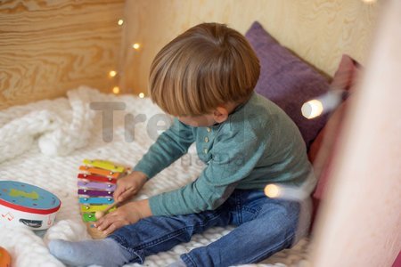 Drevený xylofón Music Xylophone Eichhorn farebný 8 tónov s kladivkom od 24 mes