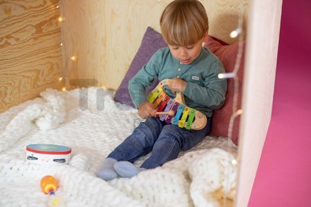 Drevený xylofón Music Xylophone Eichhorn farebný 8 tónov s kladivkom od 24 mes