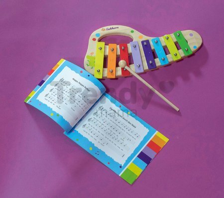 Drevený xylofón Music Xylophone Eichhorn farebný 8 tónov s kladivkom od 24 mes