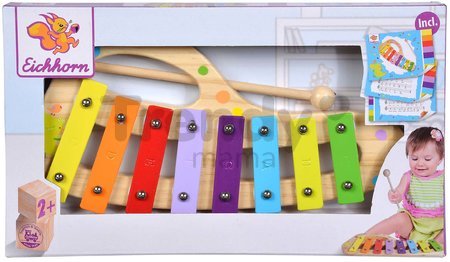 Drevený xylofón Music Xylophone Eichhorn farebný 8 tónov s kladivkom od 24 mes
