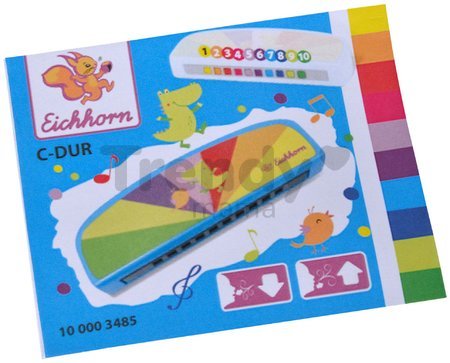 Drevená harmonika Harmonica C-Dur Eichhorn s hudobným zošitom s 3 pesničkami od 4 rokov