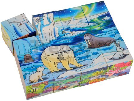 Drevené puzzle kocky Picture Cube Eichhorn 12 kociek so 6 motívmi zvieratiek