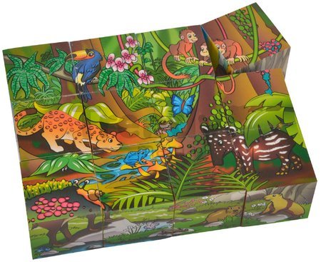 Drevené puzzle kocky Picture Cube Eichhorn 12 kociek so 6 motívmi zvieratiek