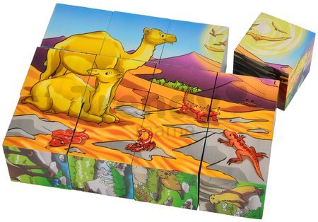 Drevené puzzle kocky Picture Cube Eichhorn 12 kociek so 6 motívmi zvieratiek