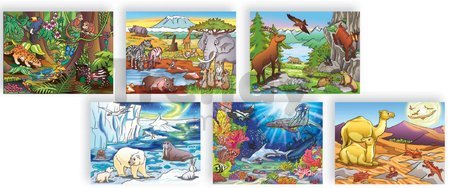 Drevené puzzle kocky Picture Cube Eichhorn 12 kociek so 6 motívmi zvieratiek
