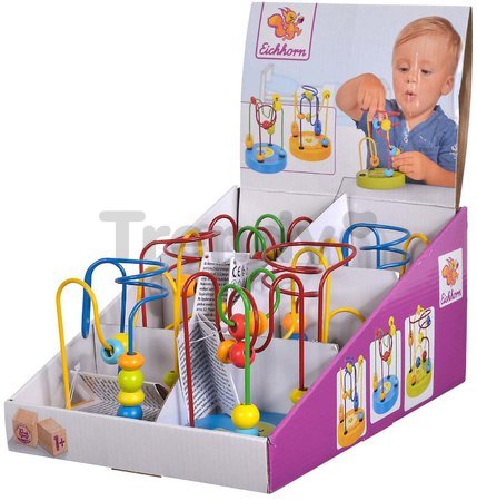Drevený labyrint s korálikmi Bead Maze Eichhorn hra s dvoma dráhami slnko mesiac hviezda od 12 mes