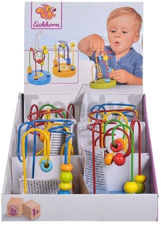 Drevený labyrint s korálikmi Bead Maze Eichhorn hra s dvoma dráhami slnko mesiac hviezda od 12 mes