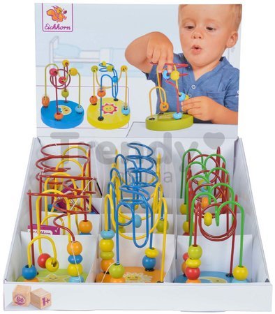Drevený labyrint s korálikmi Bead Maze Eichhorn hra s dvoma dráhami slnko mesiac hviezda od 12 mes