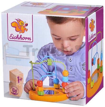Drevený labyrint s korálikmi Bead Maze Eichhorn so zrkadlom hra s dvoma dráhami od 12 mes