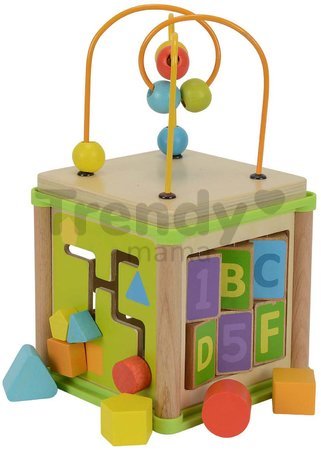 Drevený didaktický labyrint s korálikmi Little Game Center Eichhorn s kockami 12 mes