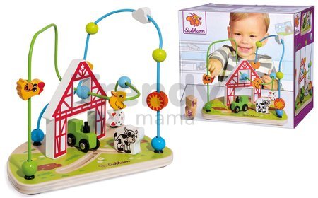 Drevený labyrint Farma s korálikmi Bead Maze Farm Eichhorn s dvoma dráhami od 12 mes