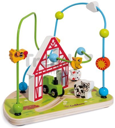Drevený labyrint Farma s korálikmi Bead Maze Farm Eichhorn s dvoma dráhami od 12 mes