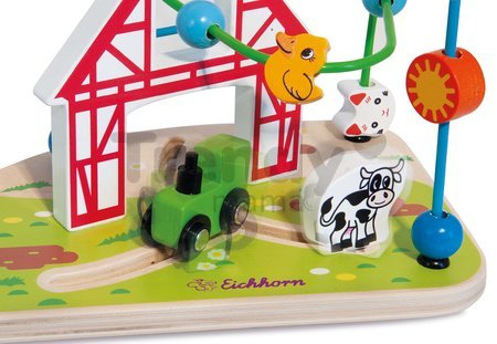 Drevený labyrint Farma s korálikmi Bead Maze Farm Eichhorn s dvoma dráhami od 12 mes