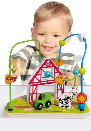 Drevený labyrint Farma s korálikmi Bead Maze Farm Eichhorn s dvoma dráhami od 12 mes