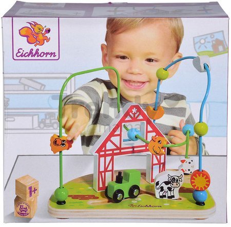 Drevený labyrint Farma s korálikmi Bead Maze Farm Eichhorn s dvoma dráhami od 12 mes