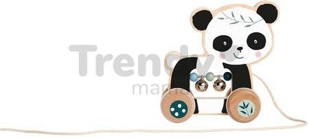 Drevené zvieratko na ťahanie Push along Animal Eichhorn so zvončekmi panda opička od 12 mes