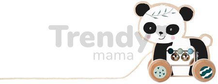 Drevené zvieratko na ťahanie Push along Animal Eichhorn so zvončekmi panda opička od 12 mes