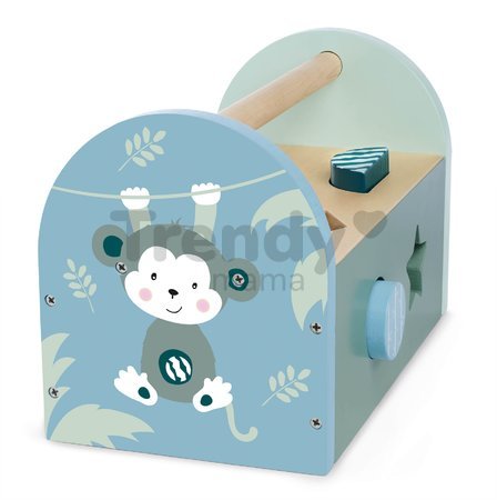 Drevený didaktický domček Panda Shape Box Eichhorn s 8 vkladacími kockami a dverami od 12 mes