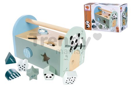 Drevený didaktický domček Panda Shape Box Eichhorn s 8 vkladacími kockami a dverami od 12 mes