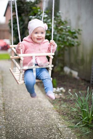 Drevená hojdačka Wooden Baby Swing Outdoor Eichhorn prírodná 140-210 cm dĺžka 30*30 cm sedadlo 20 kg nosnosť od 12 mes