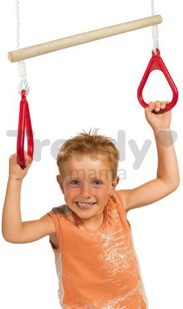 Drevená hrazda a kruhy na cvičenie Outdoor Gym Set 2in1 Eichhorn výškovo nastaviteľná 110-160 cm nosnosť 60 kg