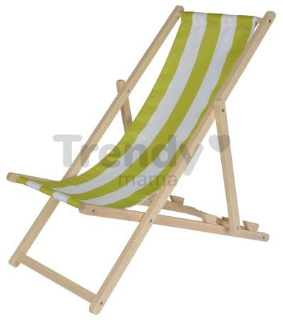 Drevené lehátko skladacie pre deti Outdoor Kids Sunchair Eichhorn s pásikavým poťahom s UV filtrom nosnosť 40 kg