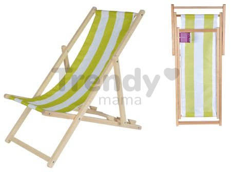 Drevené lehátko skladacie pre deti Outdoor Kids Sunchair Eichhorn s pásikavým poťahom s UV filtrom nosnosť 40 kg