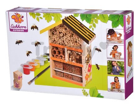 Drevený úľ pre včely Outdoor Bee House Eichhorn Poskladaj a vymaľuj - so štetcom a farbami od 6 rokov