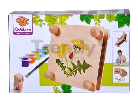 Drevený lis na kvety Herbal Outdoor Leaf Press Eichhorn stavaaj a vyfarbovuj spolu s farebnými ceruzkami od 6 rokov