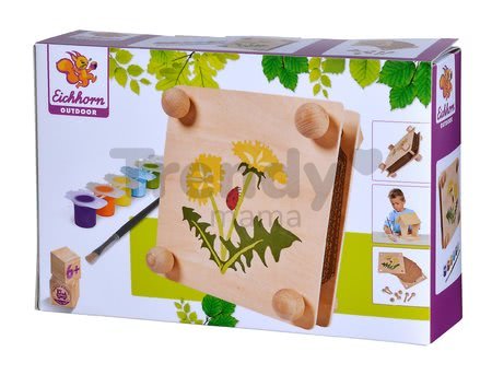 Drevený lis na kvety Herbal Outdoor Leaf Press Eichhorn stavaaj a vyfarbovuj spolu s farebnými ceruzkami od 6 rokov