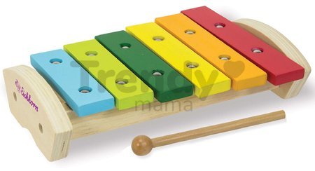 Drevený xylofón Wooden Xylophone Eichhorn s kladivkom 6 rôznych tónov od 24 mes